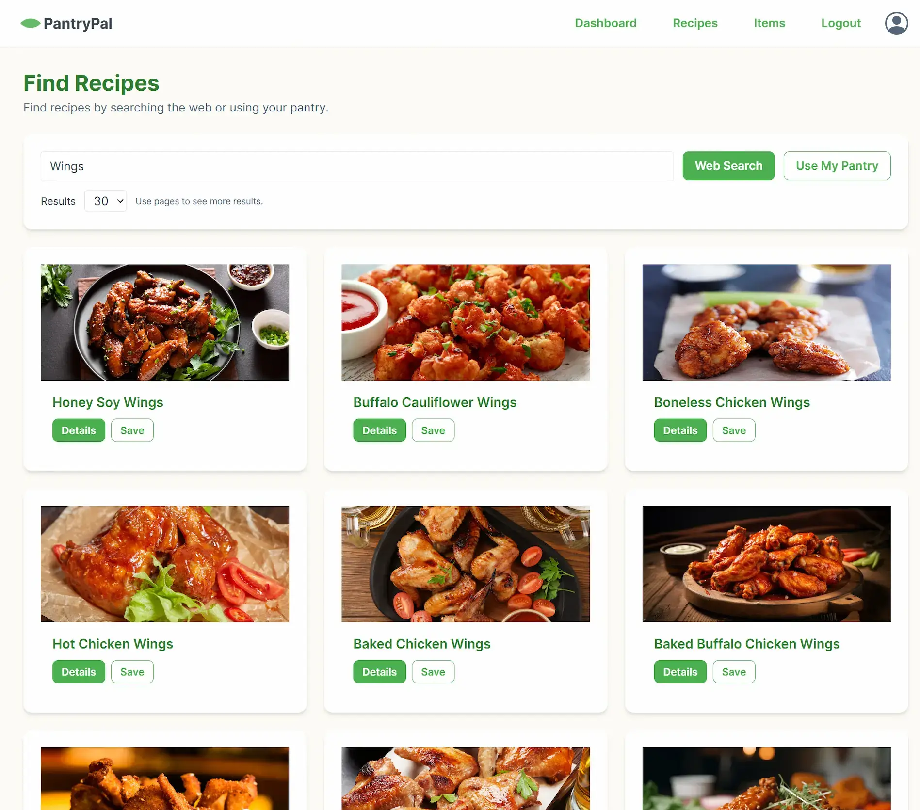 PantryPal Find Recipes Page