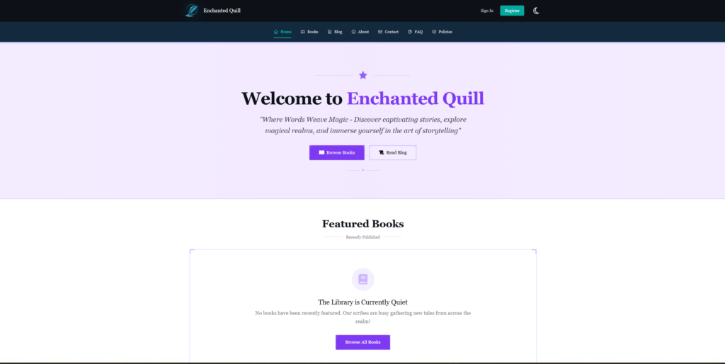 Enchanted Quill Landing Page